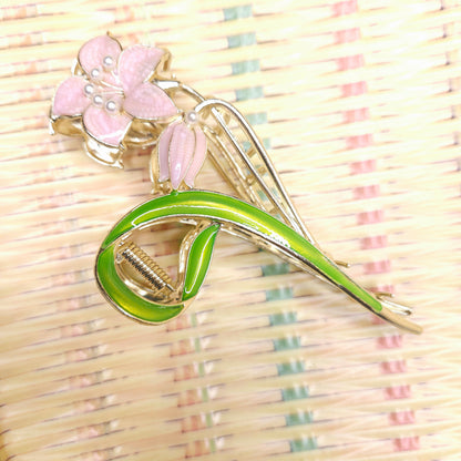 Pearl Lily Bloom Metal Hair Claw