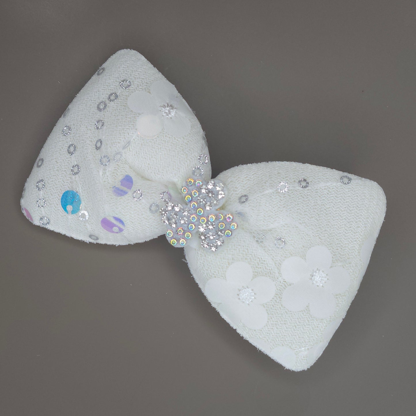Floral Sequin Bow Hair Clip