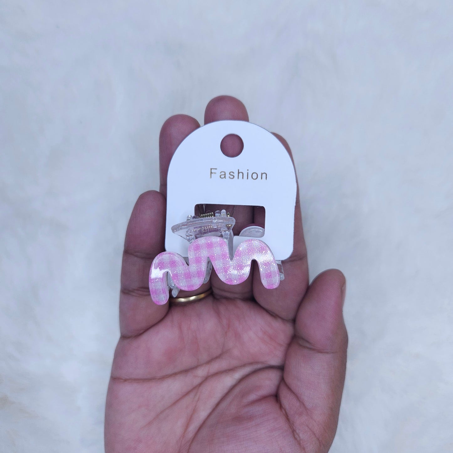 Gingham Glitter Ripple Hair Claw