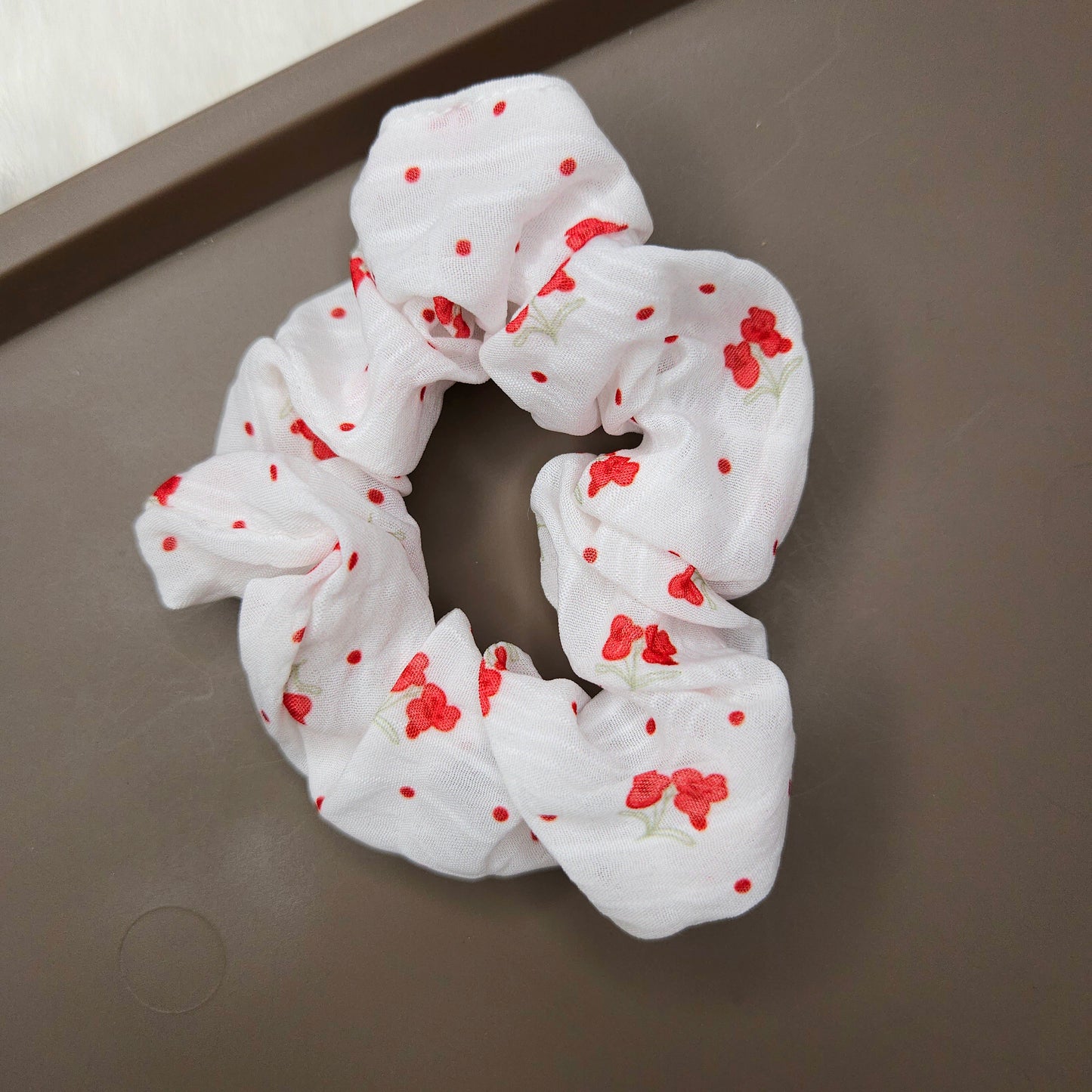 Red Bloom Scrunchie