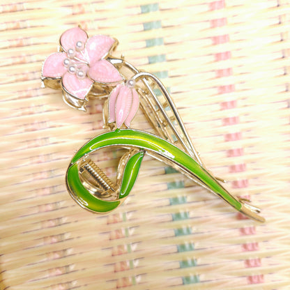 Pearl Lily Bloom Metal Hair Claw
