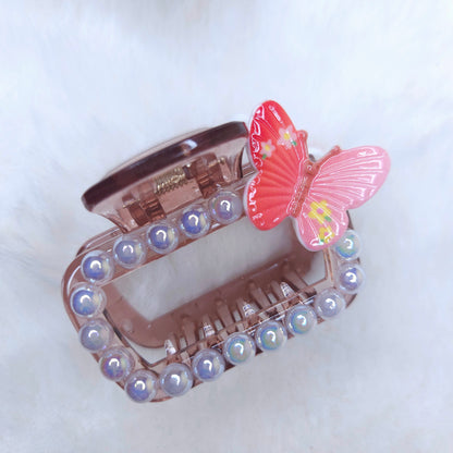 Fairy Butterfly Pearls Rectangle Hair Claw