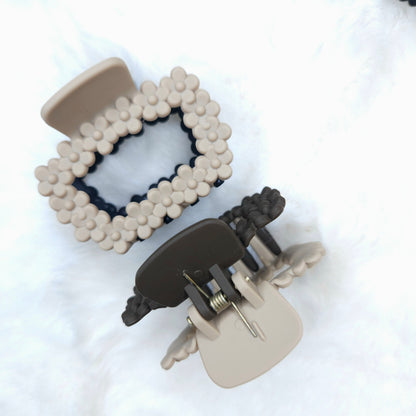 Matte Dual Tone Floral Loop Rectangle Hair Claw