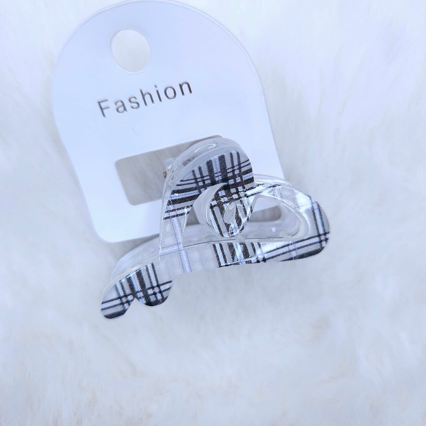 Check Charm Heart Hair Claw