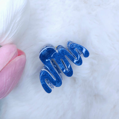 Denim Wave Hair Claw