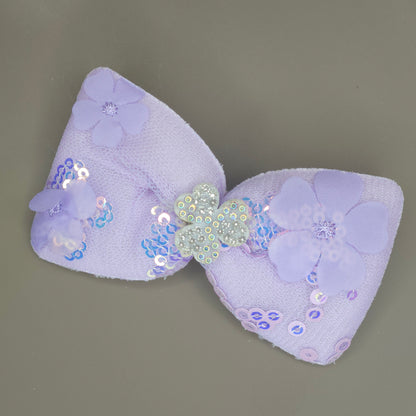 Floral Sequin Bow Hair Clip