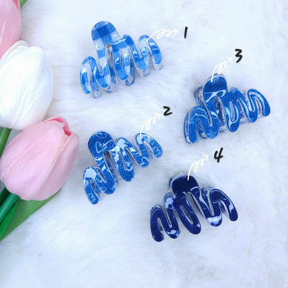 Denim Wave Hair Claw