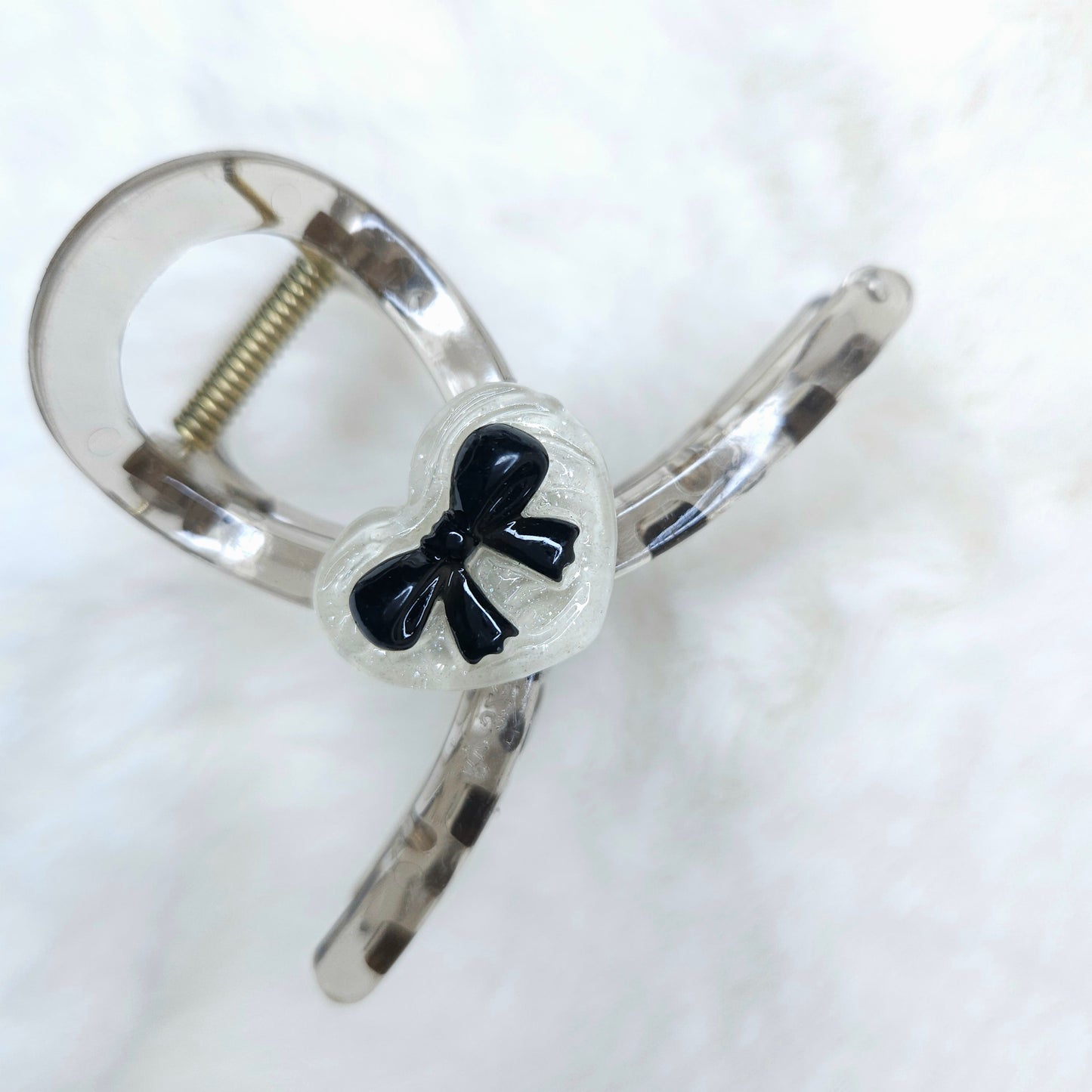 Heart Bow Charm Loop Hair Claw