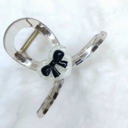 Heart Bow Charm Loop Hair Claw