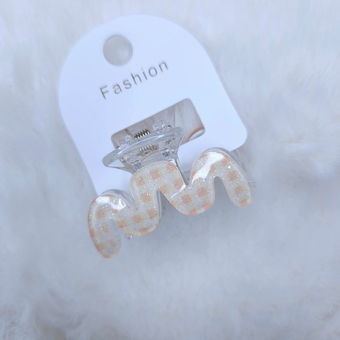 Gingham Glitter Ripple Hair Claw