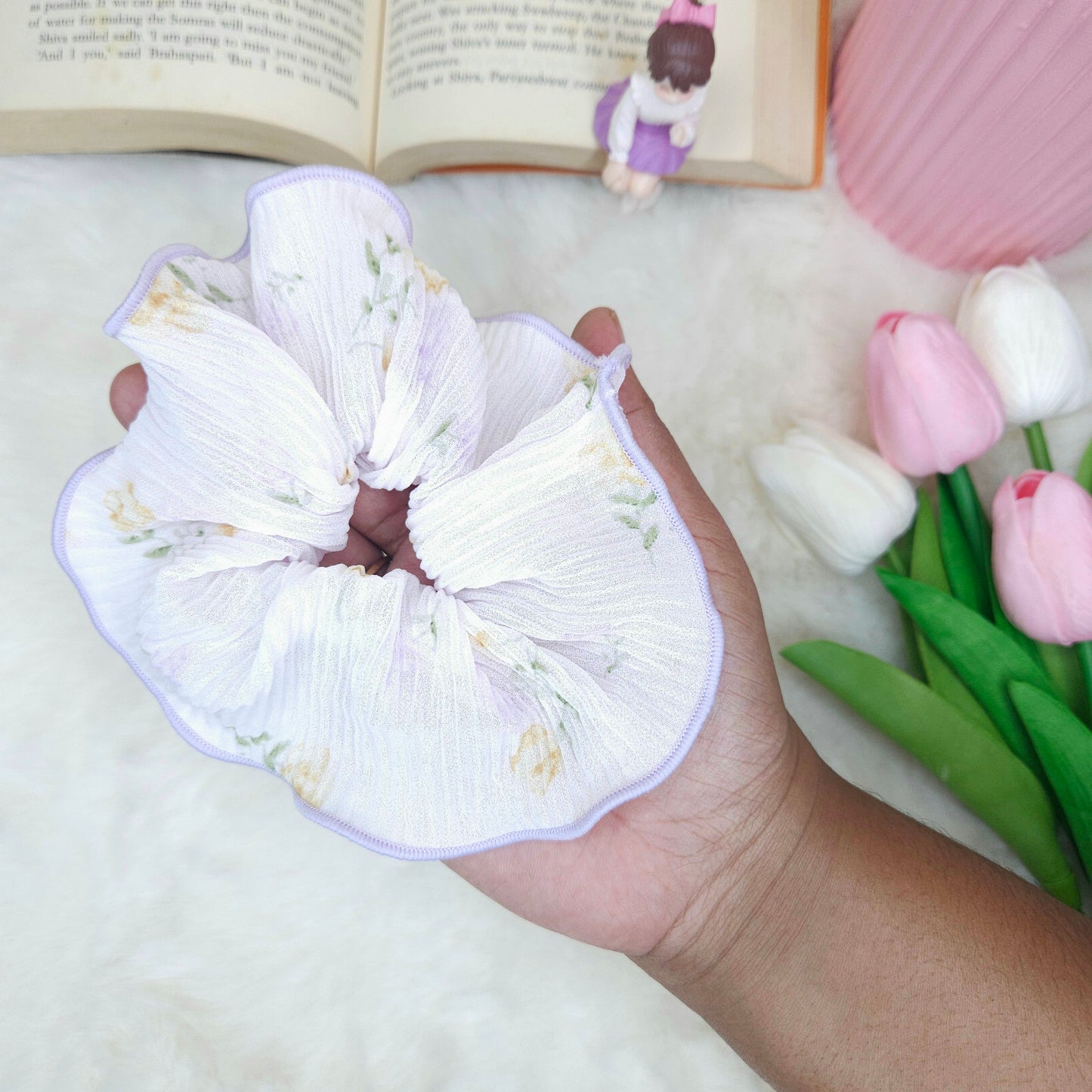 Pastel Bloom Ruffle Scrunchie