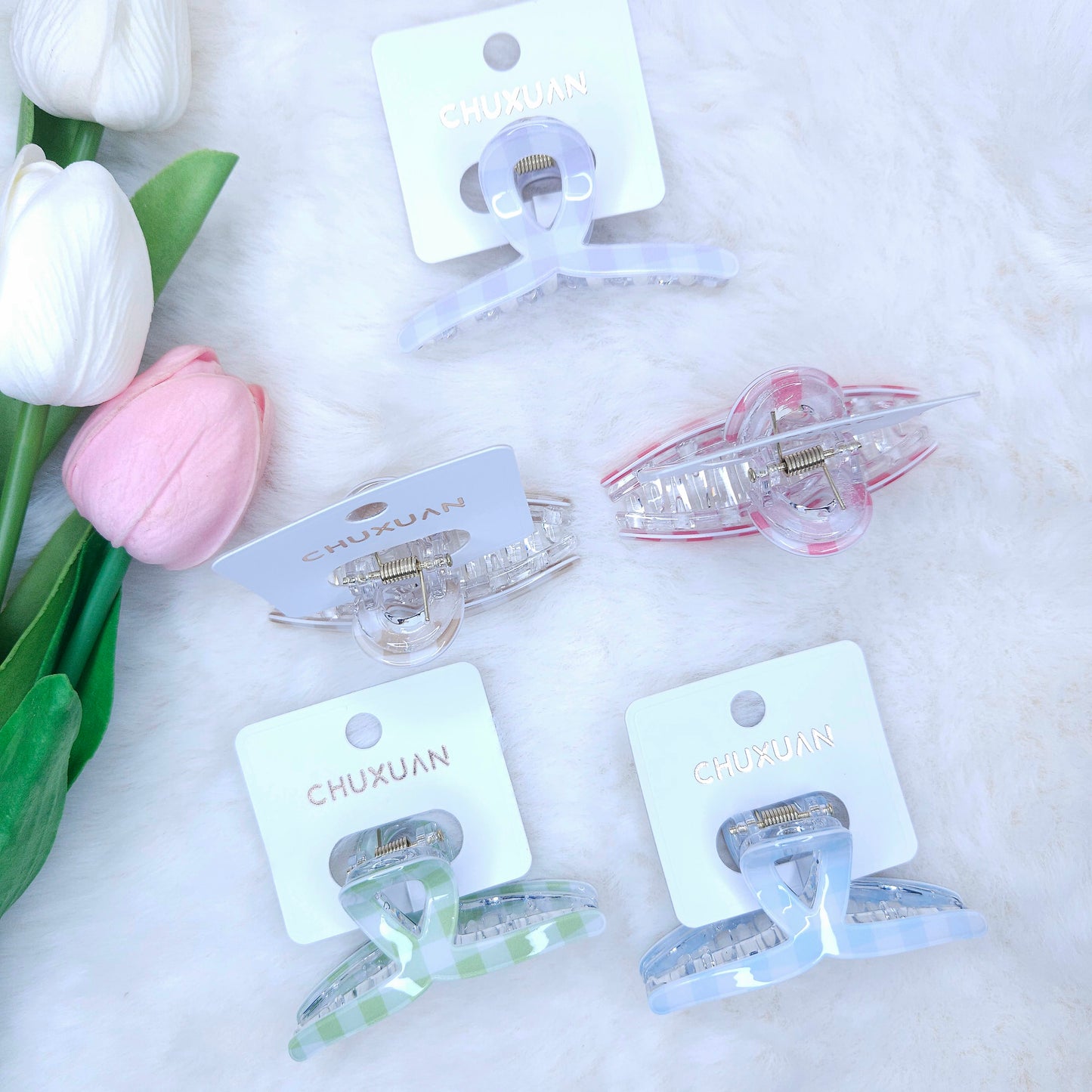 Gingham Charm Loop Hair Claw