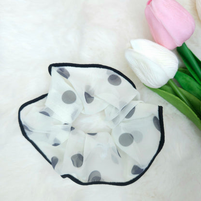 Polka Dot Wave Hem Scrunchie