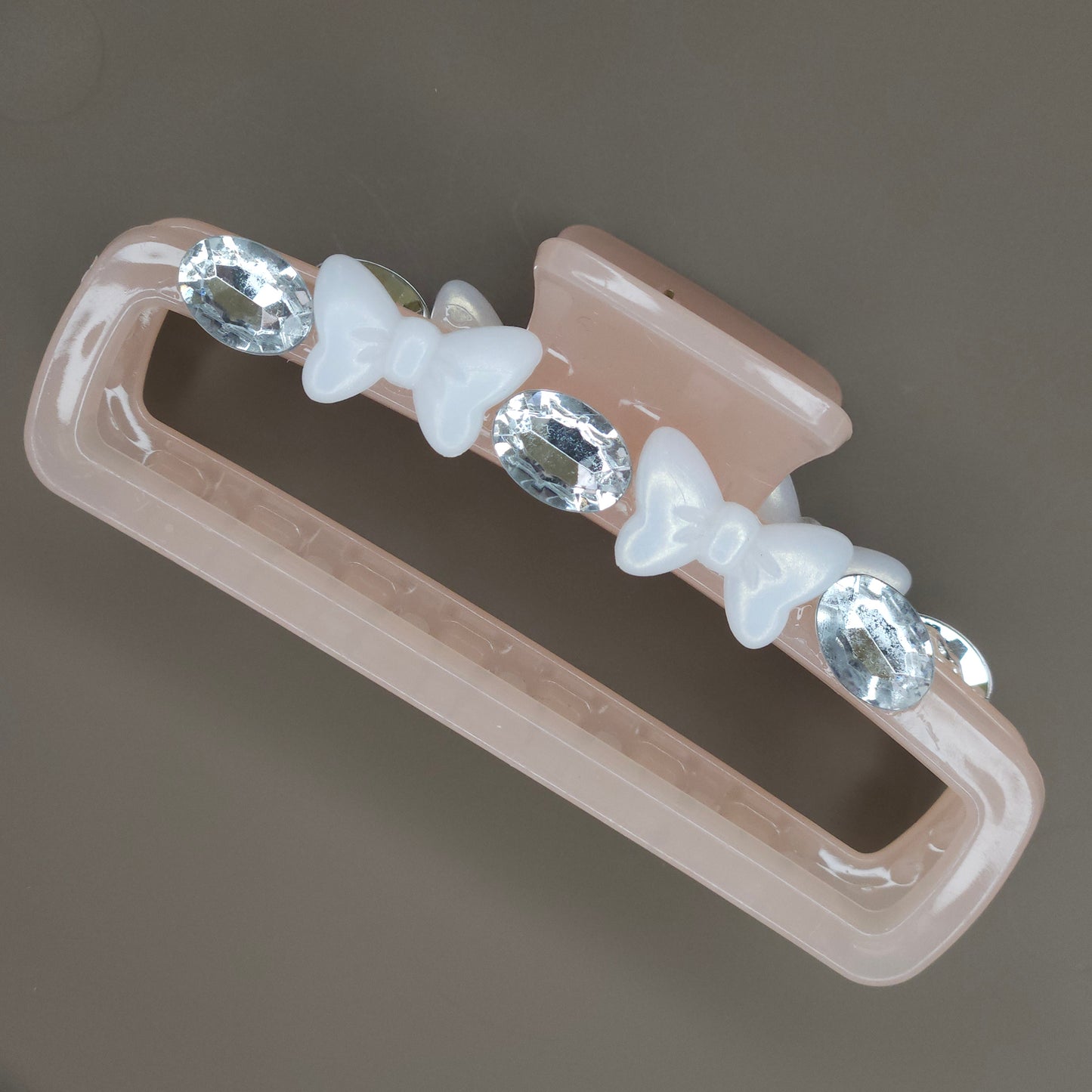 Bow Crystal Rectangle Hair Claw