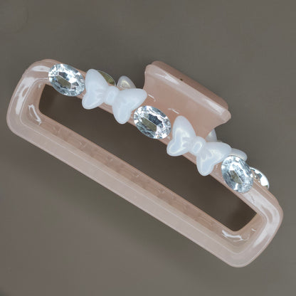Bow Crystal Rectangle Hair Claw