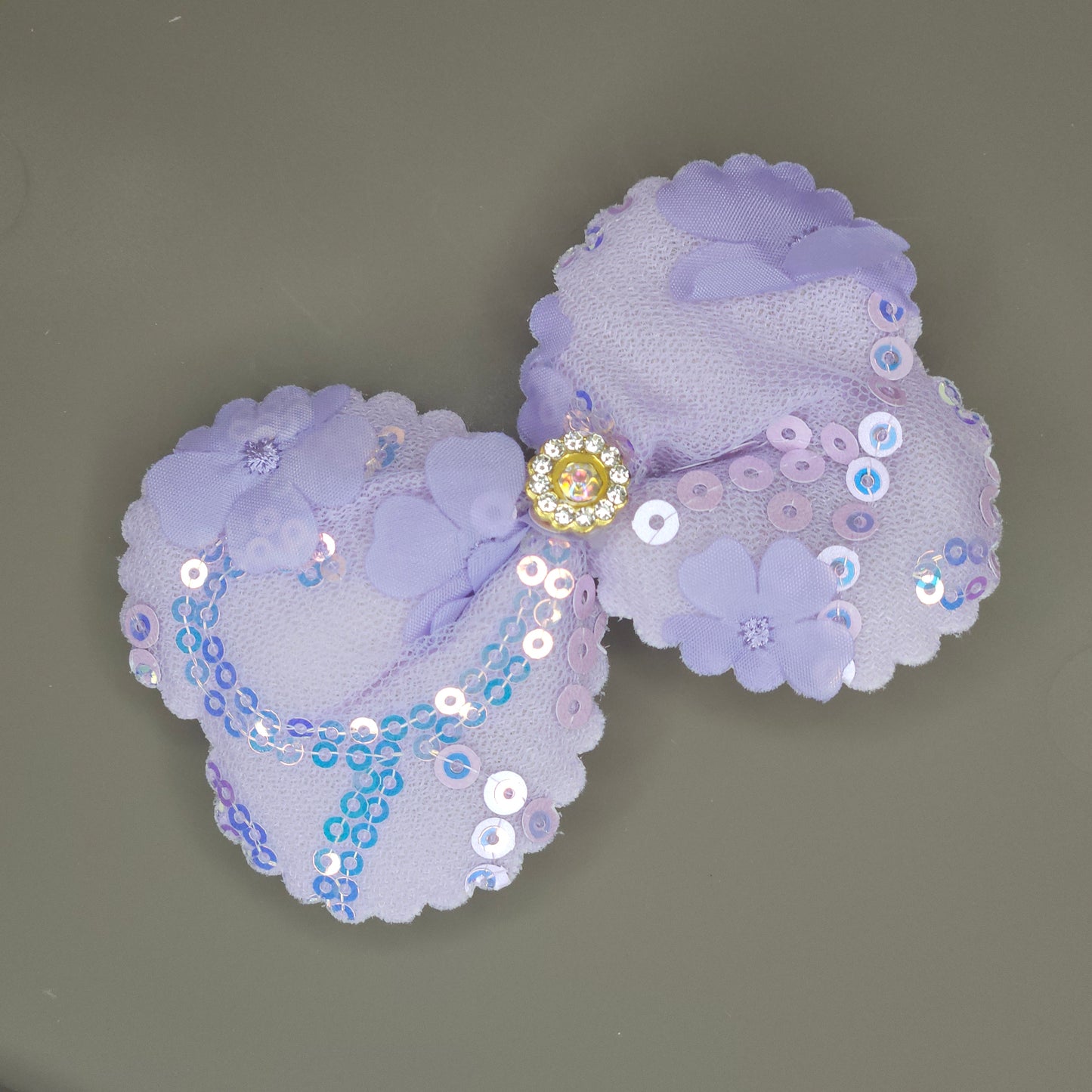 Floral Sequin Sweetheart Bow Hair Clip