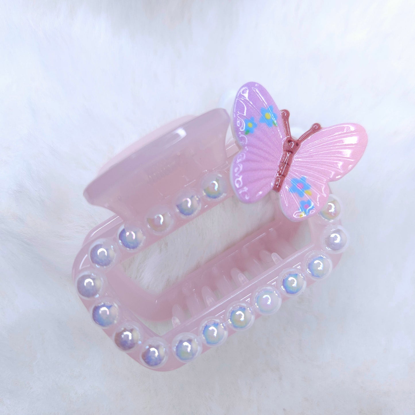 Fairy Butterfly Pearls Rectangle Hair Claw
