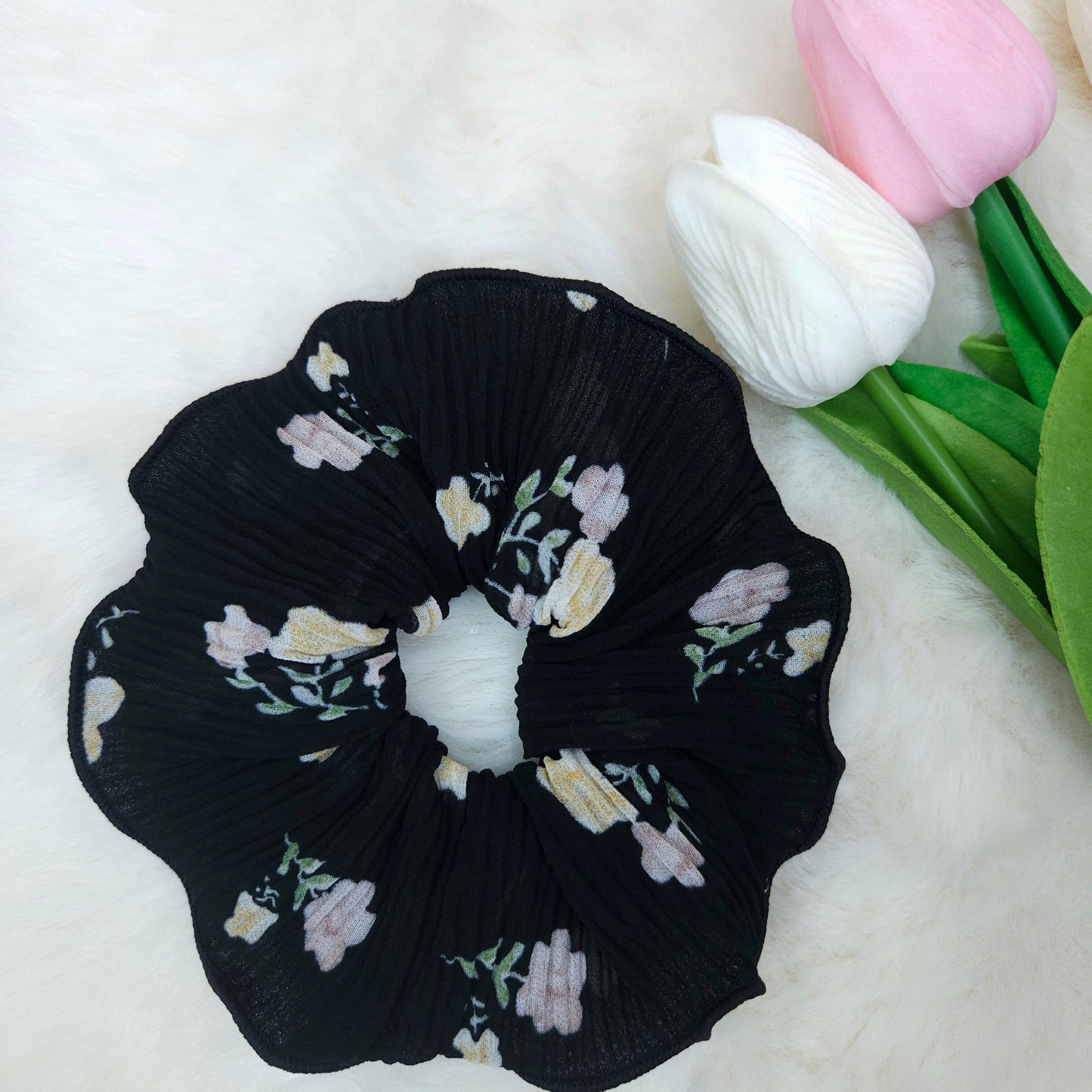 Pastel Bloom Ruffle Scrunchie