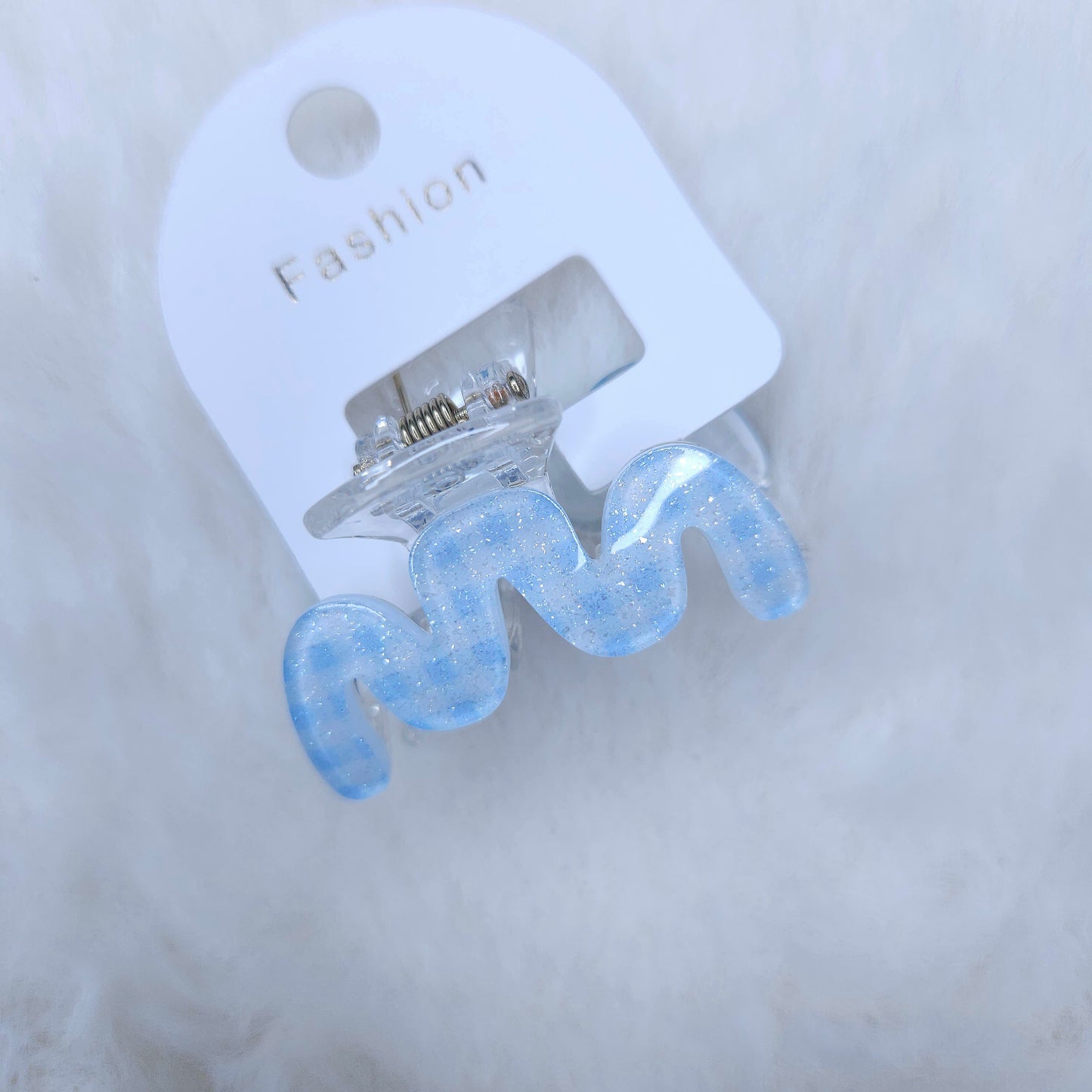 Gingham Glitter Ripple Hair Claw