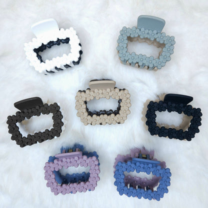Matte Dual Tone Floral Loop Rectangle Hair Claw