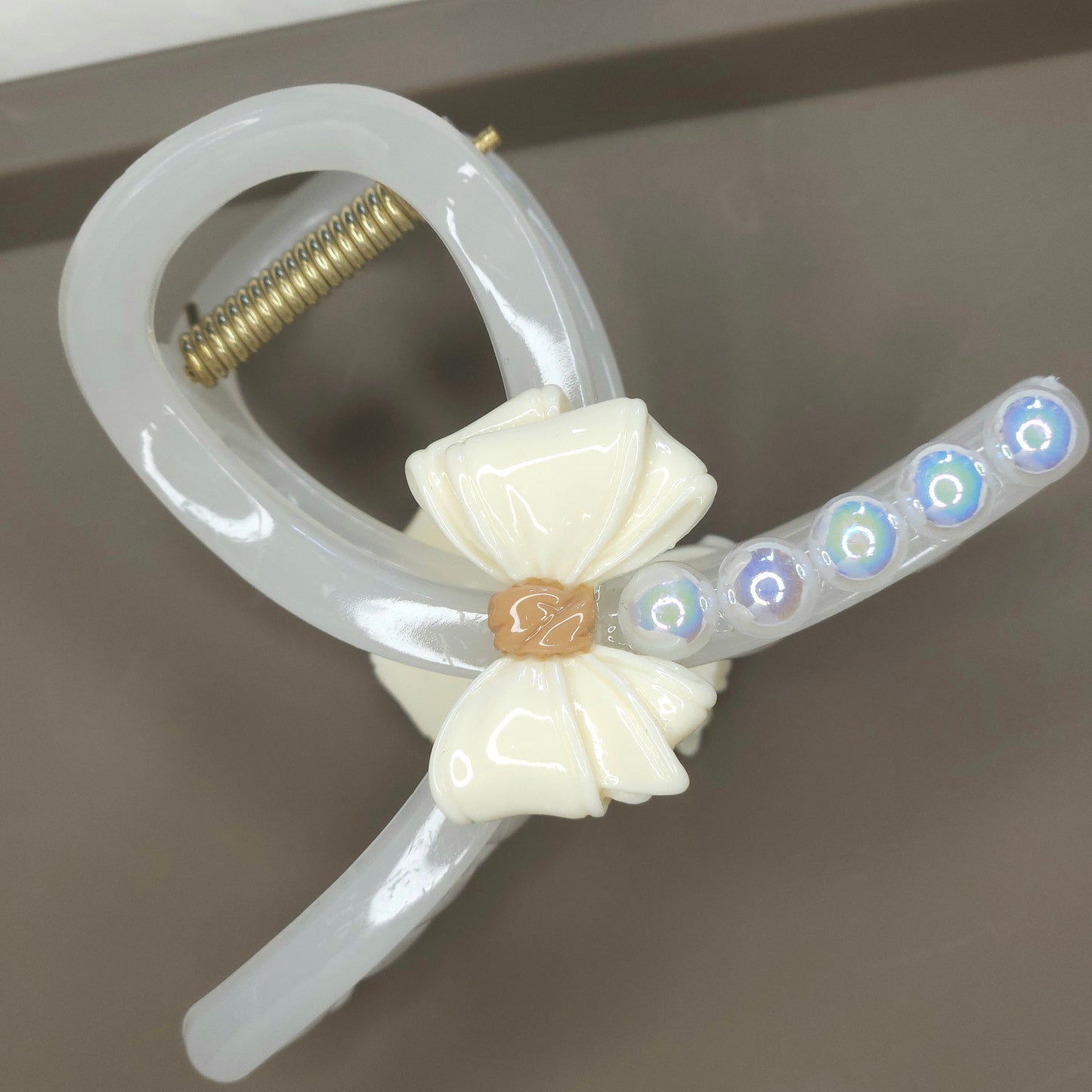 Pearl Bow Charm Loop Hair Claw