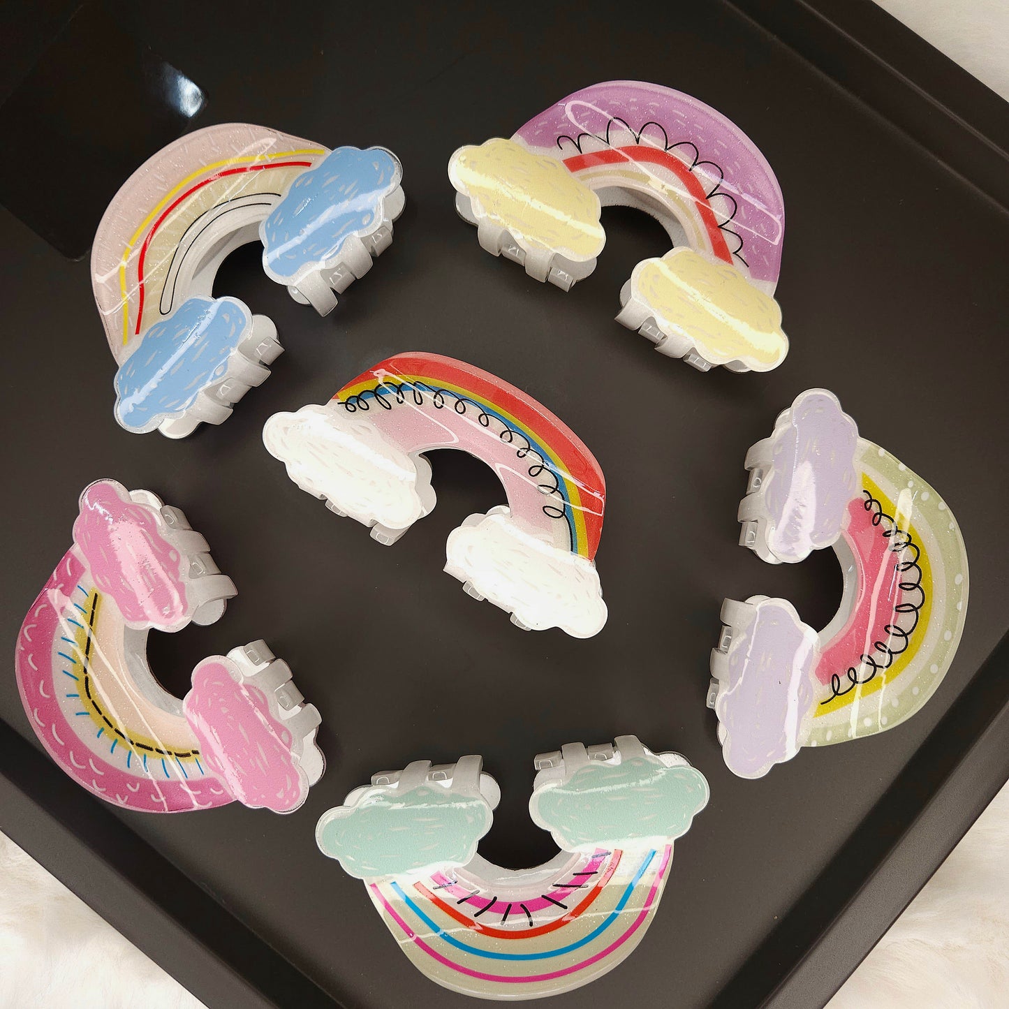 Pastel Glossy Rainbow Hair Claw