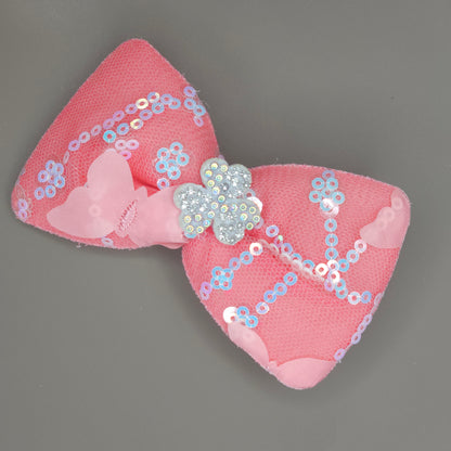 Floral Sequin Bow Hair Clip