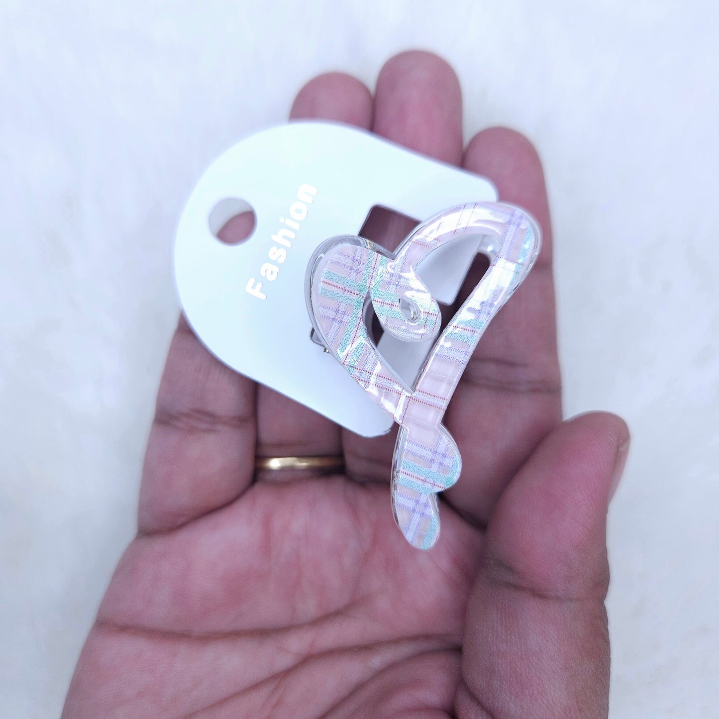 Check Charm Heart Hair Claw