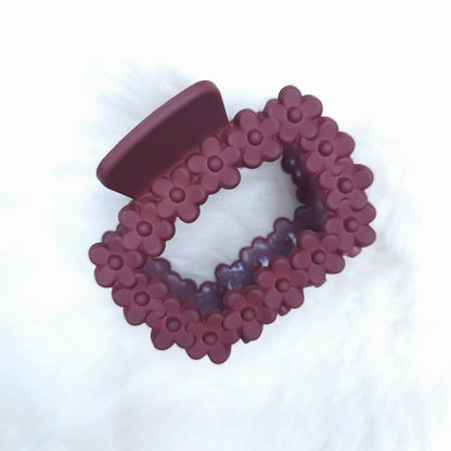 Matte Floral Loop Rectangle Hair Claw(Medium)